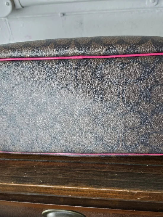 COACH Signature Tote with Pink Handles - Picture 9 of 11